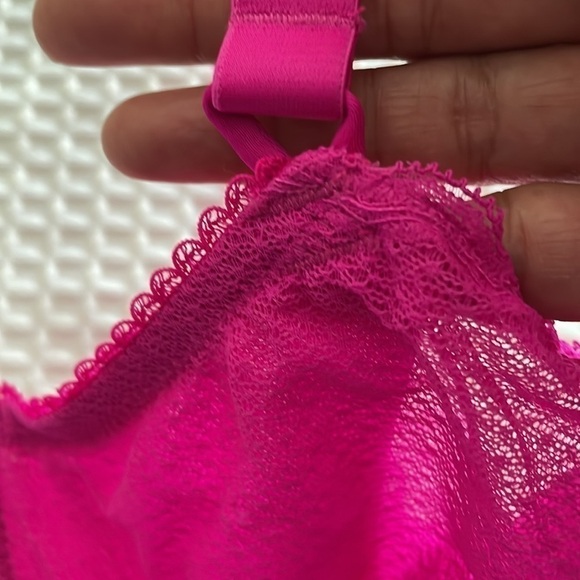 Auden Bra 34C Hot Pink Barbiecore Fairycore Mesh Stretchy Adjustable Sheer Wired - Picture 5 of 11